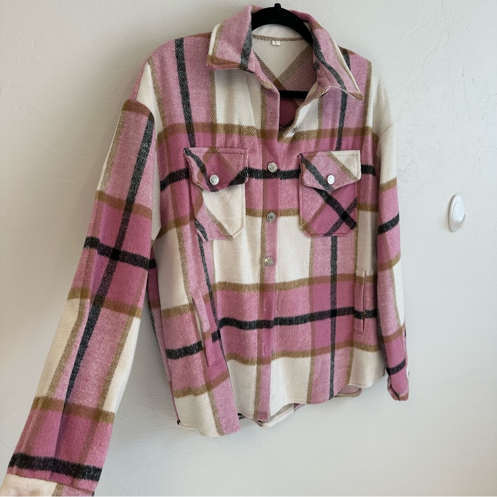 Pink Plaid Button Up